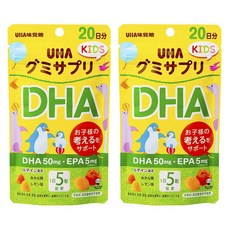 UHA 味覺糖 孩童補充軟糖 柑橘&檸檬風味 DHA 50mg EPA 5mg, 2包, 100顆