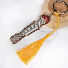 Wire lover 臺灣手作鋁線職人 古琴造型鑰匙圈 創意樂器配件, 黃, 1, 單品