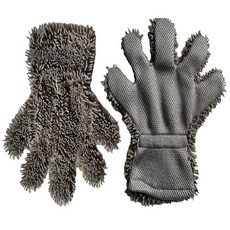 五指洗車手套 雙面珊瑚絨洗車手套 不傷車漆洗車手套 汽車清潔手套, 灰色, 1個