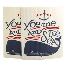 now DESIGNS 圖案印花廚房毛巾, 2件, 鯨