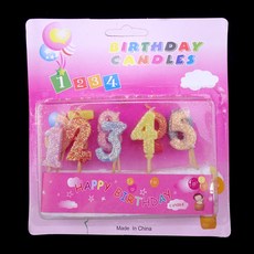 金蔥數字蠟燭 生日蛋糕裝飾, 1套, 詳見包裝
