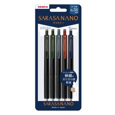 ZEBRA 斑馬牌 Sarasa nano水性墨水鋼珠筆 0.38mm 5色組, 1個, 混合顏色
