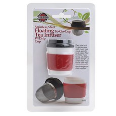 Norpro 不鏽鋼懸浮式雙層泡茶器 & 濾茶杯 6 x 5 x 5cm, 1個, Black+White+Red