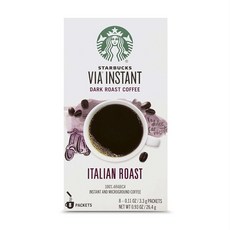 STARBUCKS 星巴克 Via即溶義大利烘焙咖啡粉, 1盒, 8入
