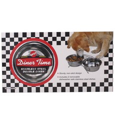 Ethical Products inc 晚餐時間 2 件套餐具狗餐桌 1.9L, 2入, 不銹鋼