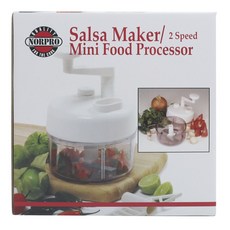 Norpro Salsa醬製作機 迷你食物處理器 蔬菜切碎機 21.5 x 15 x 15cm, 1個, 白色+透明