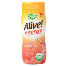 Alive 大自然的生活方式!能量水增強劑無咖啡因果園桃味, 1個, 64ml