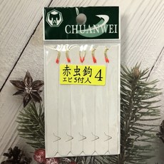 丸七 雙鉤仕掛 赤蟲鉤 倒刺金袖鉤 池釣 溪釣 魚鉤 五組, 詳見包裝, 詳見包裝, 赤蟲鉤 : 4 號