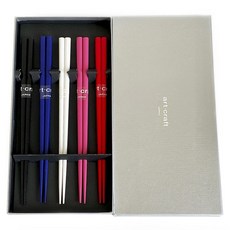 工藝筷子, 1個, 5雙筷子, 黑色+藍色+白色+粉紅色+紅色