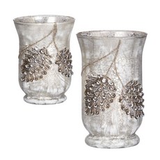 Sullivans 松果造型浮雕花瓶 2入, White