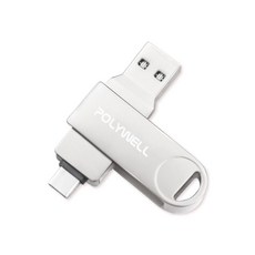 POLYWELL USB3.0 Type-C 二合一旋轉隨身碟 32G/64G/128G 雙介面高速傳輸, 1個, 32GB