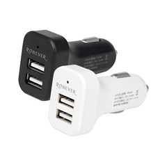 RONEVER 雙孔車用充電器, 白色, PE014