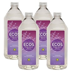 ECOS 薰衣草洗手液補充瓶, 946ml, 4瓶, 薰衣草