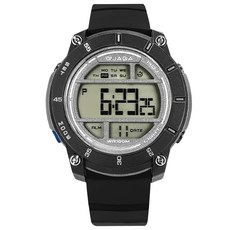 JAGA 捷卡 電子運動手錶 兩地時間 計時 鬧鈴 防水 橡膠手錶 黑灰色 M1194-AC 48mm