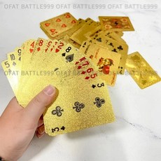 黃金美金圖案金箔撲克牌, 金色, 1個