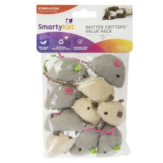 Smartykat Skeeter Critters貓薄荷貓咪玩具, 10入, 米色,灰色