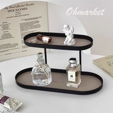 北歐雙層桌面收納架/置物架, 棕色/橢圓雙層置物架, 1個