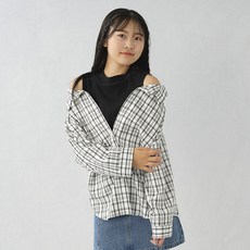 LOVETOXIC 女童款多層次背心格紋長袖襯衫