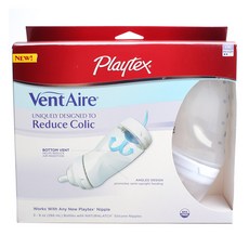Playtex Vent Aire系列防脹氣矽膠奶瓶 266ml M號, 白色, 3個月以上, 266毫升