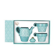 Pinky Up Taylor 陶瓷茶兩件套 2, 1個, 巴厘島綠松石