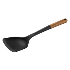 staub 木柄矽膠鍋鏟 31cm, 1個, 木+黑