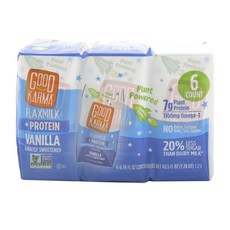 GOOD KARMA Flaxmilt + 蛋白質微甜香草, 6件, 200ml