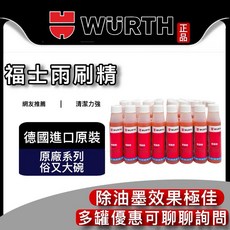 WURTH 福士 雨刷精，德國原裝進口，有效去除油膜，保持清晰視野, 1個, 30ml