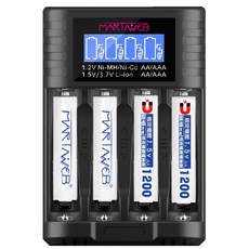 martinweb 二代1.5V磁吸充電鋰電池 液晶充電器(1.5V/1.2V通用)促銷套裝3號/4號, 1個, 4個