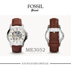 FOSSIL Grant Automatic機械鏤空錶，棕色皮革錶帶，經典男士腕錶 ME3054/ME3053/ME3055