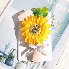 小花束祝福賀卡 祝福卡片 香皂花 感謝卡 禮盒卡 畢業卡 康乃馨卡片, 杏色-向日葵