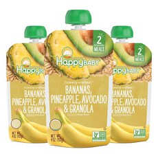 Happy BABY 果泥, 香蕉鳳梨酪梨燕麥口味, 113g, 3包