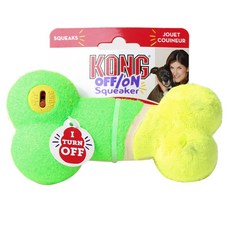 KONG 狗骨頭造型寵物發聲玩具 M號, 1個, 綠色+黃色