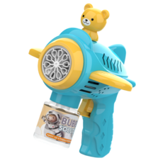 電動泡泡機 兒童戶外玩具 飛機造型泡泡槍, 飛機泡泡槍（藍）, 1個