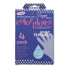 diane 可重複使用的黑色乳膠彩色手套 L, 1個, 4件, 大(L)