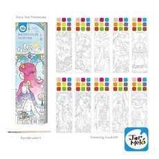 JarMelo 原創美玩 水彩便籤本 童話公主 兒童繪畫塗色本 創意美術用品, 詳見包裝