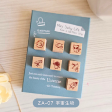 Mini Daily Life 木頭印章組, 1個, 無墨水