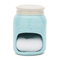 FOX RUN 陶瓷梅森海綿架 菜瓜布架, 1個, Blue + White