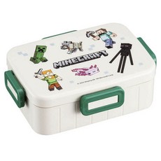 Skater Minecraft造型4扣單層便當盒 650ml, 1個, 綠色+白色