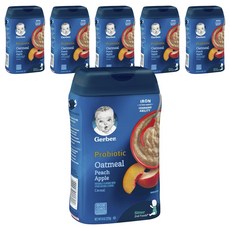 Gerber 嘉寶 副食品益生菌穀物粥 227g, 6瓶, 燕麥片桃子蘋果口味