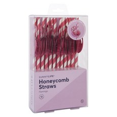 SUNNYLIFE 蜂巢吸管 紅鶴, 1個, 12入