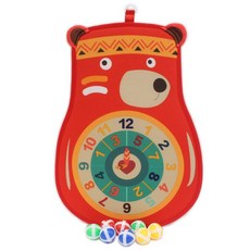 小熊雙面毛氈標靶 粘球靶 魔鬼氈 安全標靶 黏鏢靶 安全飛鏢盤 魔鬼氈飛鏢板 兒童投擲, 紅色