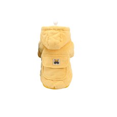 DING DONG PET 寵物大口袋燈芯絨連帽外套, 黃色