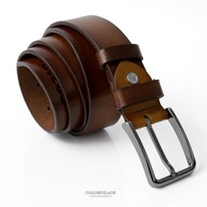 真皮皮帶 咖啡色方形銀黑扣頭 NK97