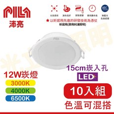 沛亮LED-15CM崁燈 12W柔光平面崁燈 散光廣角 高效能 門市保固一年 (10入)