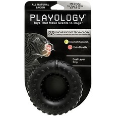 PLAYOLOGY 寵物狗用雙層環訓練玩具 M號, 1個, 黑色的