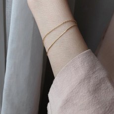 鈦鋼鍍金雙層細鍊腳鍊手鍊 - 韓國時尚設計【IS076】, 1個