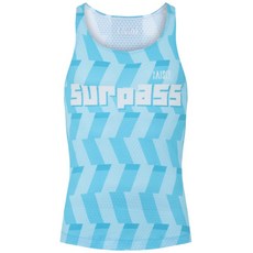 BAISKY百士奇運動男款慢跑背心 Surpass 超越 藍色幾何圖案 透氣舒適 快乾排汗 無袖設計 跑步健身適用