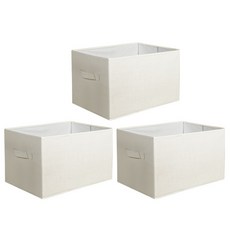 LUSH DECOR 亞麻麵料覆蓋的可口箱籃40.6 x 30.5 x 25.4厘米, 3片, 象牙