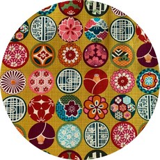 台灣布 日式花色 印花布 花布 手作布料 結紗布 厚棉布 台灣棉布, 芥黃, 詳見包裝