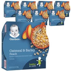 Gerber 嘉寶 孩童燕麥大麥麥片粥 128g, 8盒, 水蜜桃口味